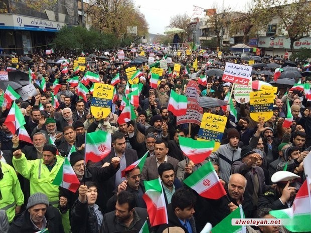 المدن الإيرانية تشهد مسيرات شعبية مؤيدة لنظام الجمهورية الإسلامية